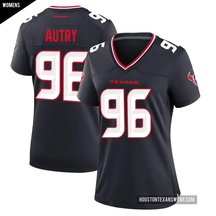 Women's Houston Texans ＃96 Denico Autry Navy Game Team Jersey