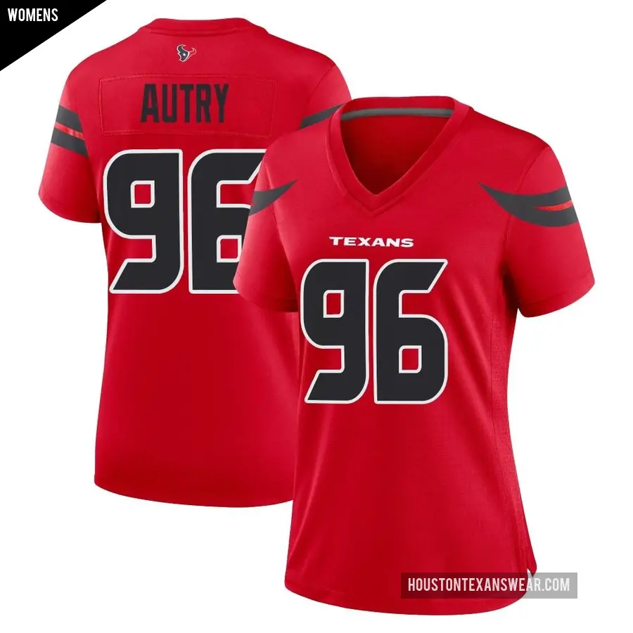 Women's Houston Texans ＃96 Denico Autry Red Game Alternate Jersey