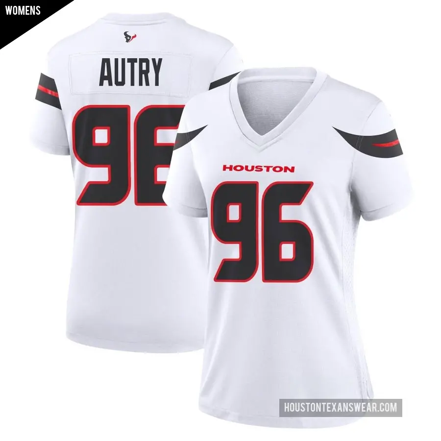 Women's Houston Texans ＃96 Denico Autry White Game Jersey