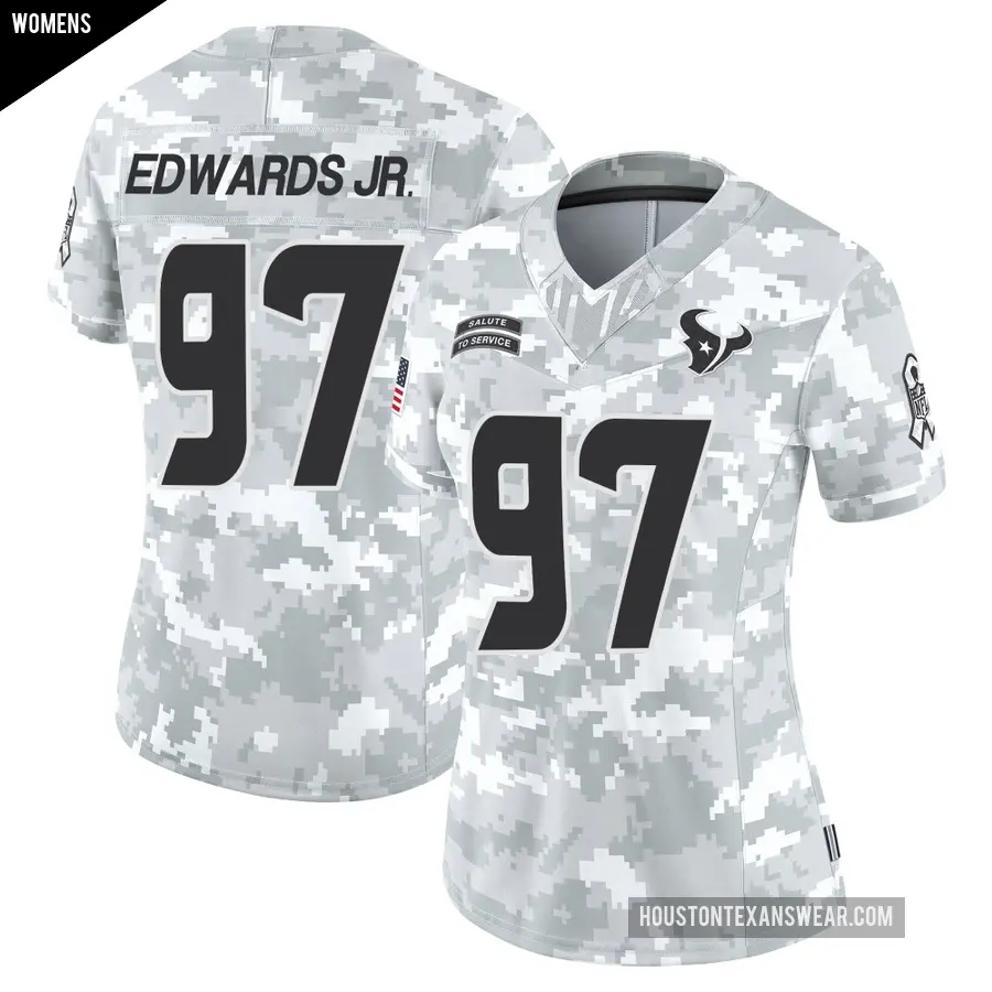 Women's Houston Texans ＃97 Mario Edwards Jr. Arctic Camo Limited 2024 Salute to Service Jersey