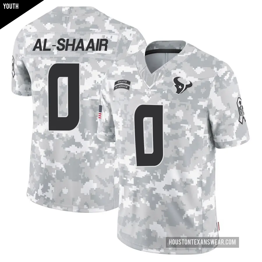 Youth Houston Texans ＃0 Azeez Al-Shaair Arctic Camo Limited 2024 Salute to Service Jersey