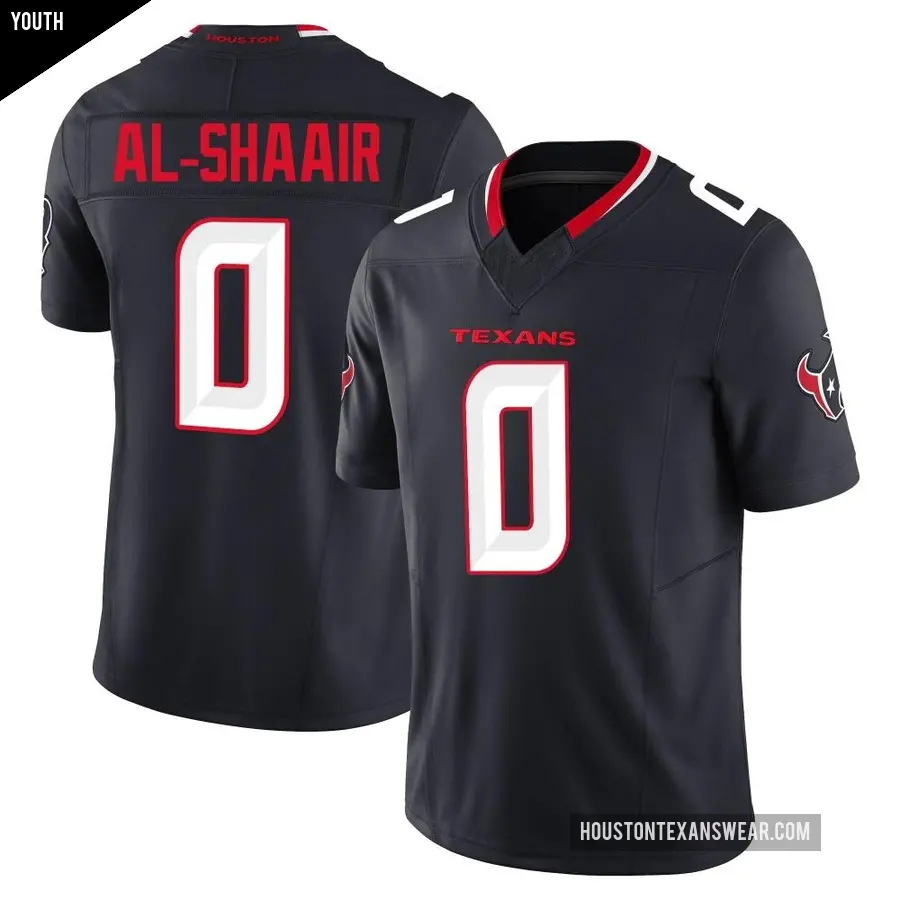 Youth Houston Texans ＃0 Azeez Al-Shaair Navy Limited Alternate Vapor F.U.S.E. Jersey