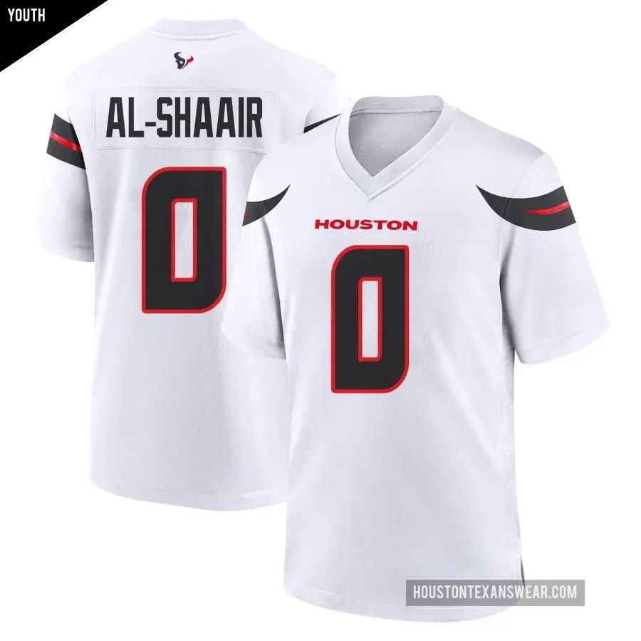 Youth Houston Texans &#65283;0 Azeez Al-Shaair White Game Jersey