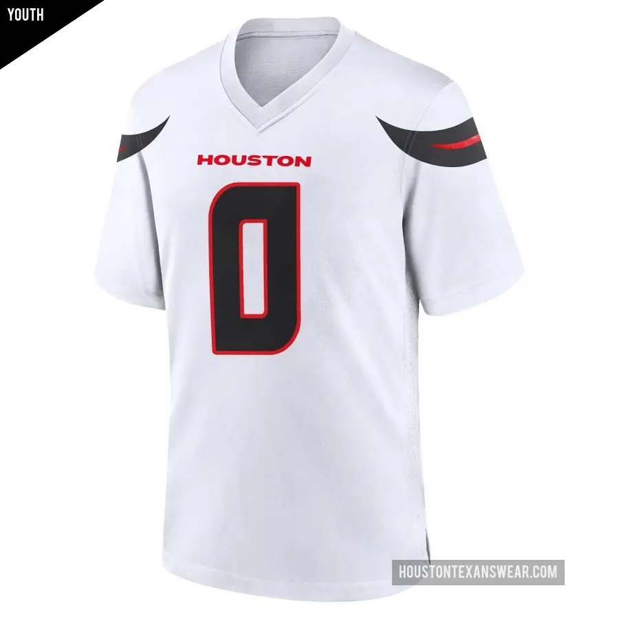 Youth Houston Texans &#65283;0 Azeez Al-Shaair White Game Jersey