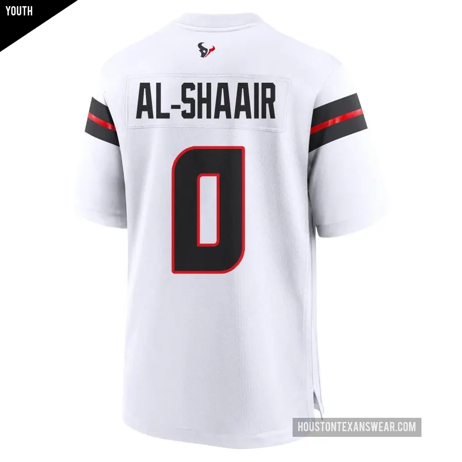 Youth Houston Texans &#65283;0 Azeez Al-Shaair White Game Jersey