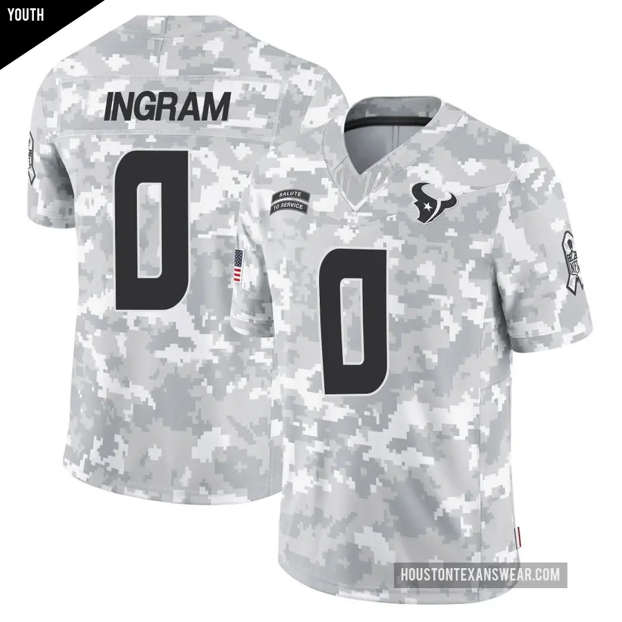 Youth Houston Texans ＃0 Ed Ingram Arctic Camo Limited 2024 Salute to Service Jersey