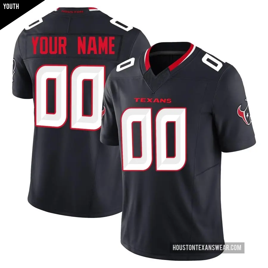 Youth Houston Texans ＃00 Custom Navy Limited Alternate Vapor F.U.S.E. Jersey