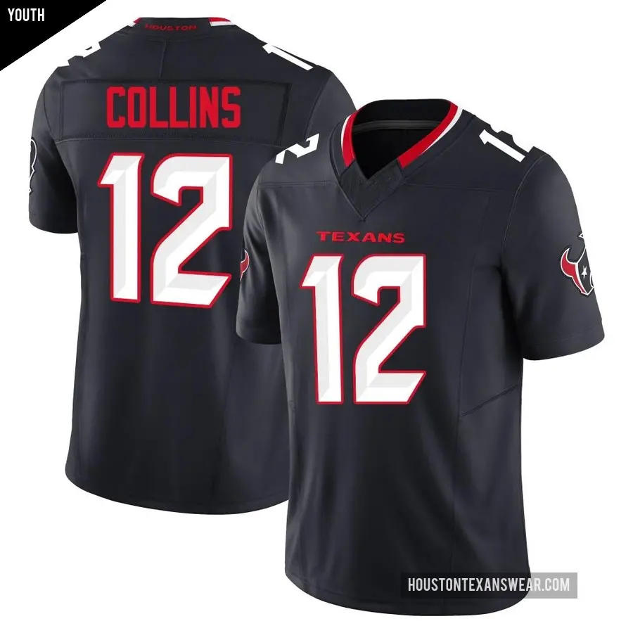 Youth Houston Texans ＃12 Nico Collins Navy Limited Alternate Vapor F.U.S.E. Jersey