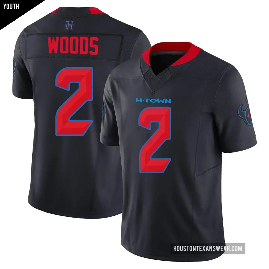 Youth Houston Texans ＃2 Robert Woods Navy Limited 2nd Alternate Vapor F.U.S.E. Jersey