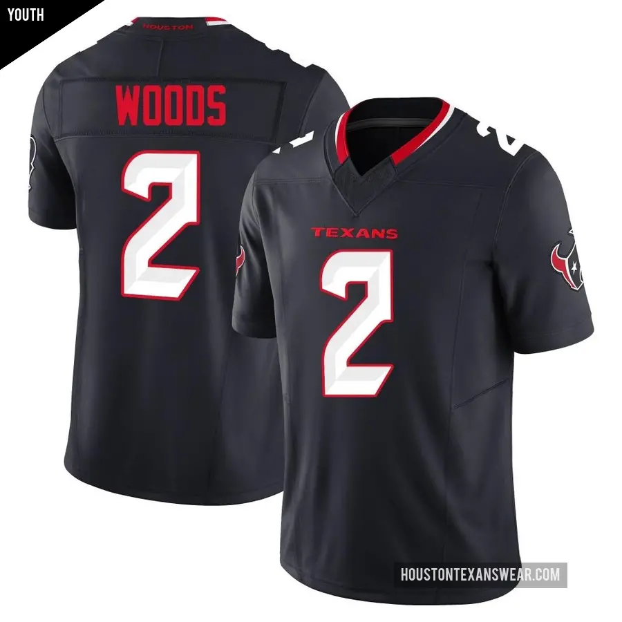 Youth Houston Texans ＃2 Robert Woods Navy Limited Alternate Vapor F.U.S.E. Jersey
