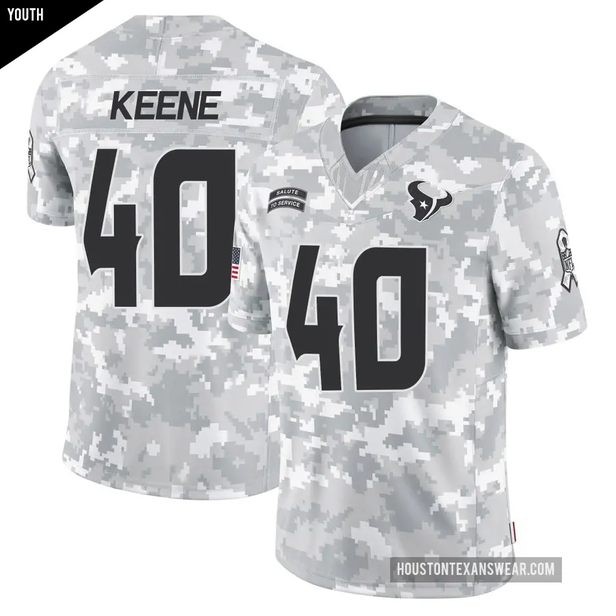 Youth Houston Texans ＃40 Dalton Keene Arctic Camo Limited 2024 Salute to Service Jersey