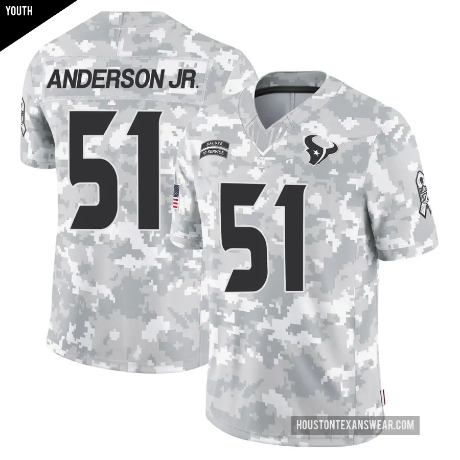 Youth Houston Texans ＃51 Will Anderson Jr. Arctic Camo Limited 2024 Salute to Service Jersey