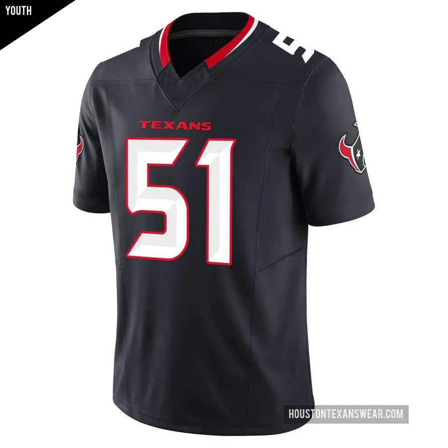 Youth Houston Texans &#65283;51 Will Anderson Jr. Navy Limited Alternate Vapor F.U.S.E. Jersey