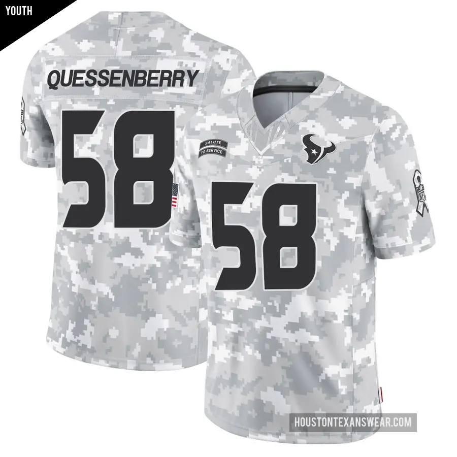 Youth Houston Texans ＃58 Scott Quessenberry Arctic Camo Limited 2024 Salute to Service Jersey