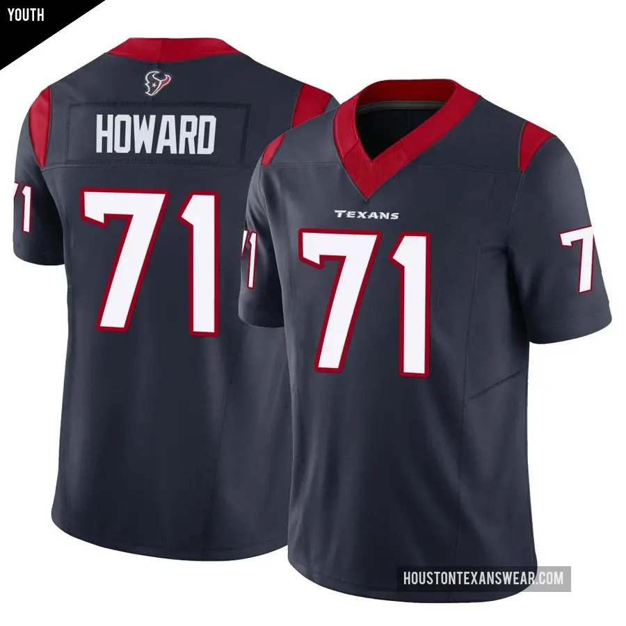 Youth Houston Texans &#65283;71 Tytus Howard Navy Limited Vapor F.U.S.E. Jersey