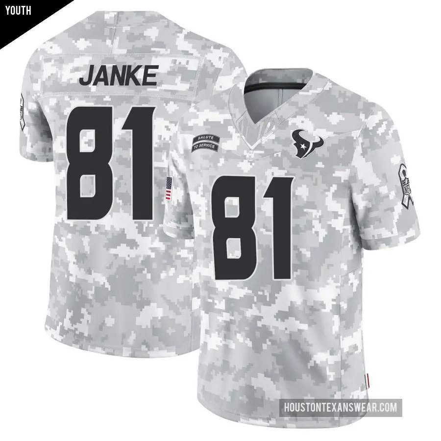 Youth Houston Texans &#65283;81 Jaxon Janke Arctic Camo Limited 2024 Salute to Service Jersey
