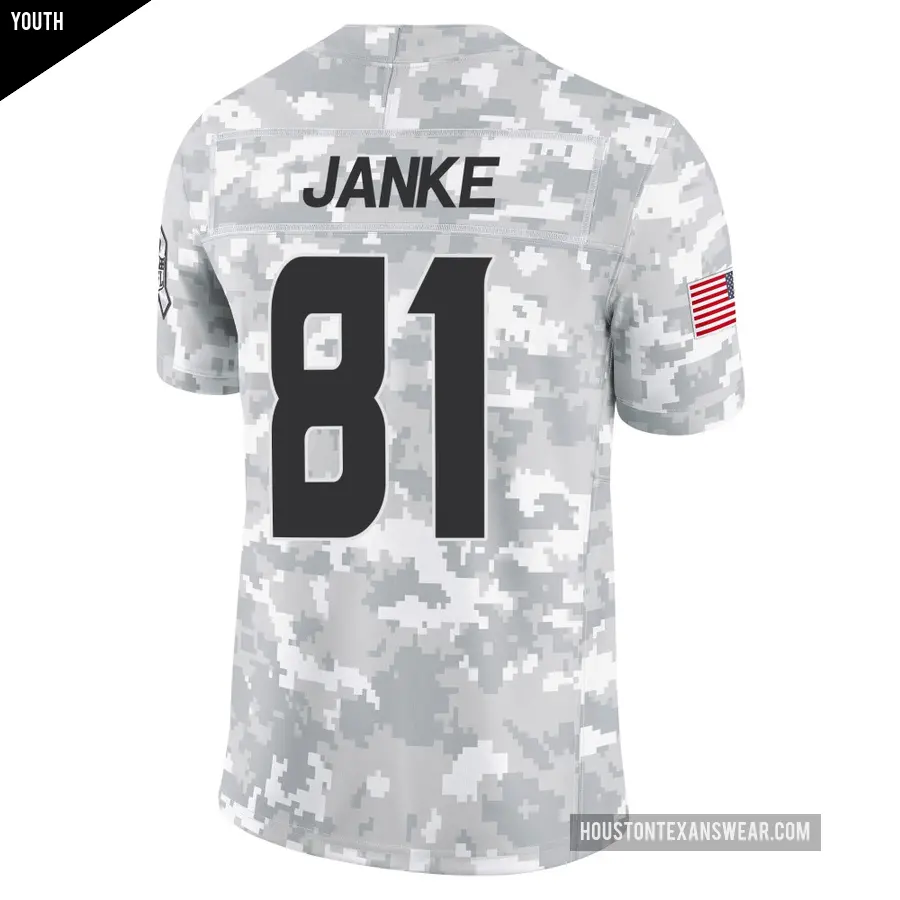 Youth Houston Texans &#65283;81 Jaxon Janke Arctic Camo Limited 2024 Salute to Service Jersey