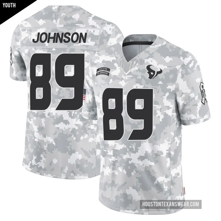 Youth Houston Texans ＃89 Xavier Johnson Arctic Camo Limited 2024 Salute to Service Jersey
