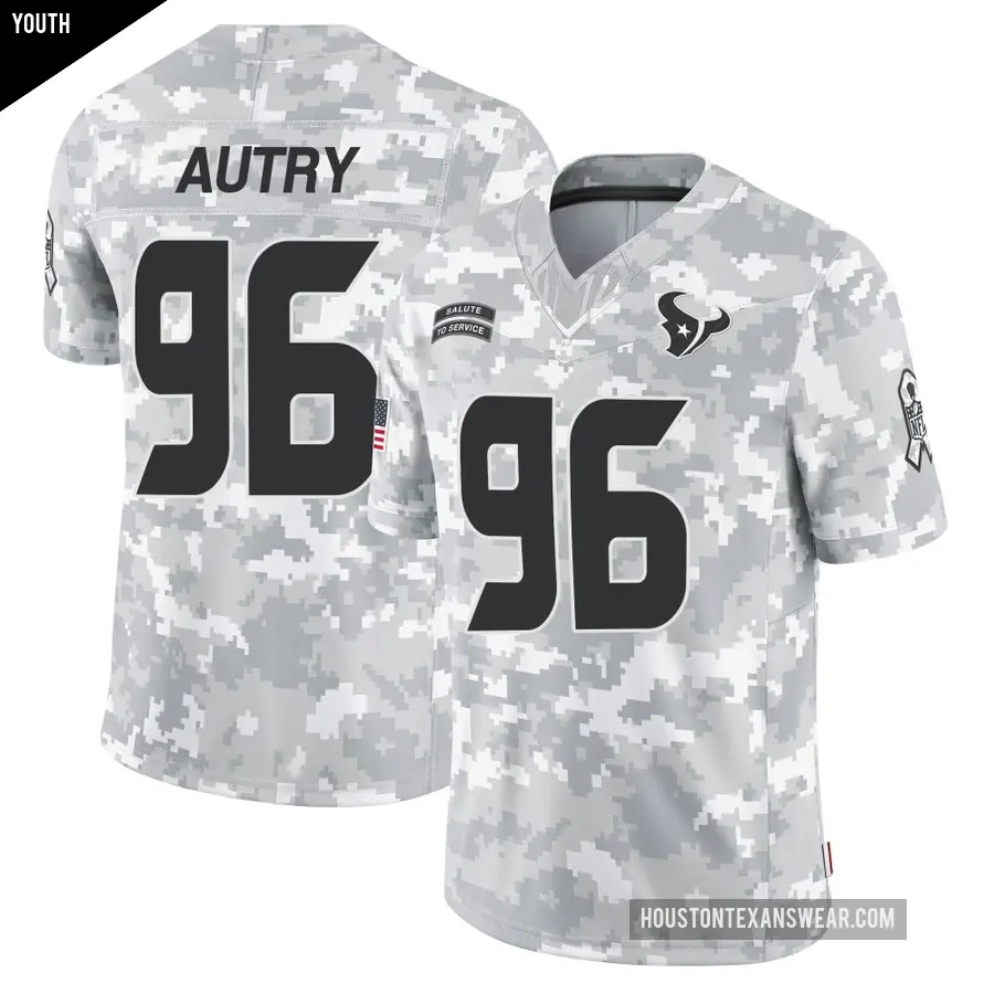Youth Houston Texans ＃96 Denico Autry Arctic Camo Limited 2024 Salute to Service Jersey