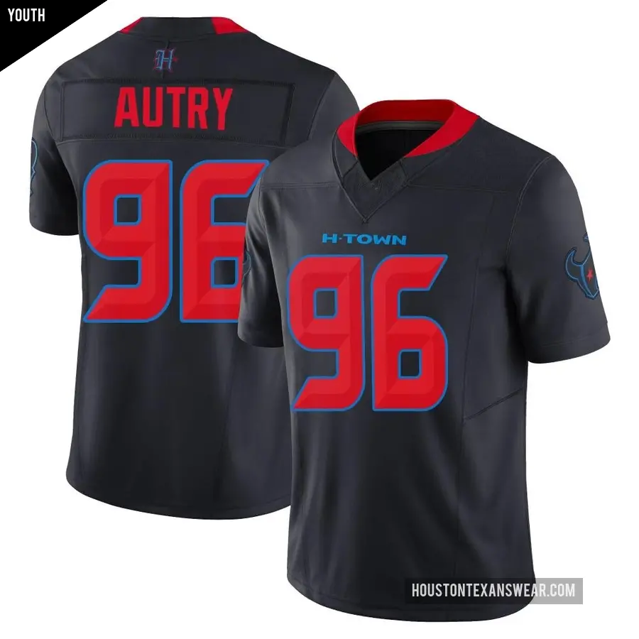 Youth Houston Texans ＃96 Denico Autry Navy Limited 2nd Alternate Vapor F.U.S.E. Jersey