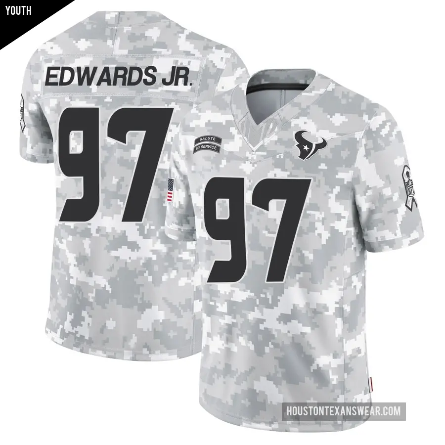 Youth Houston Texans ＃97 Mario Edwards Jr. Arctic Camo Limited 2024 Salute to Service Jersey